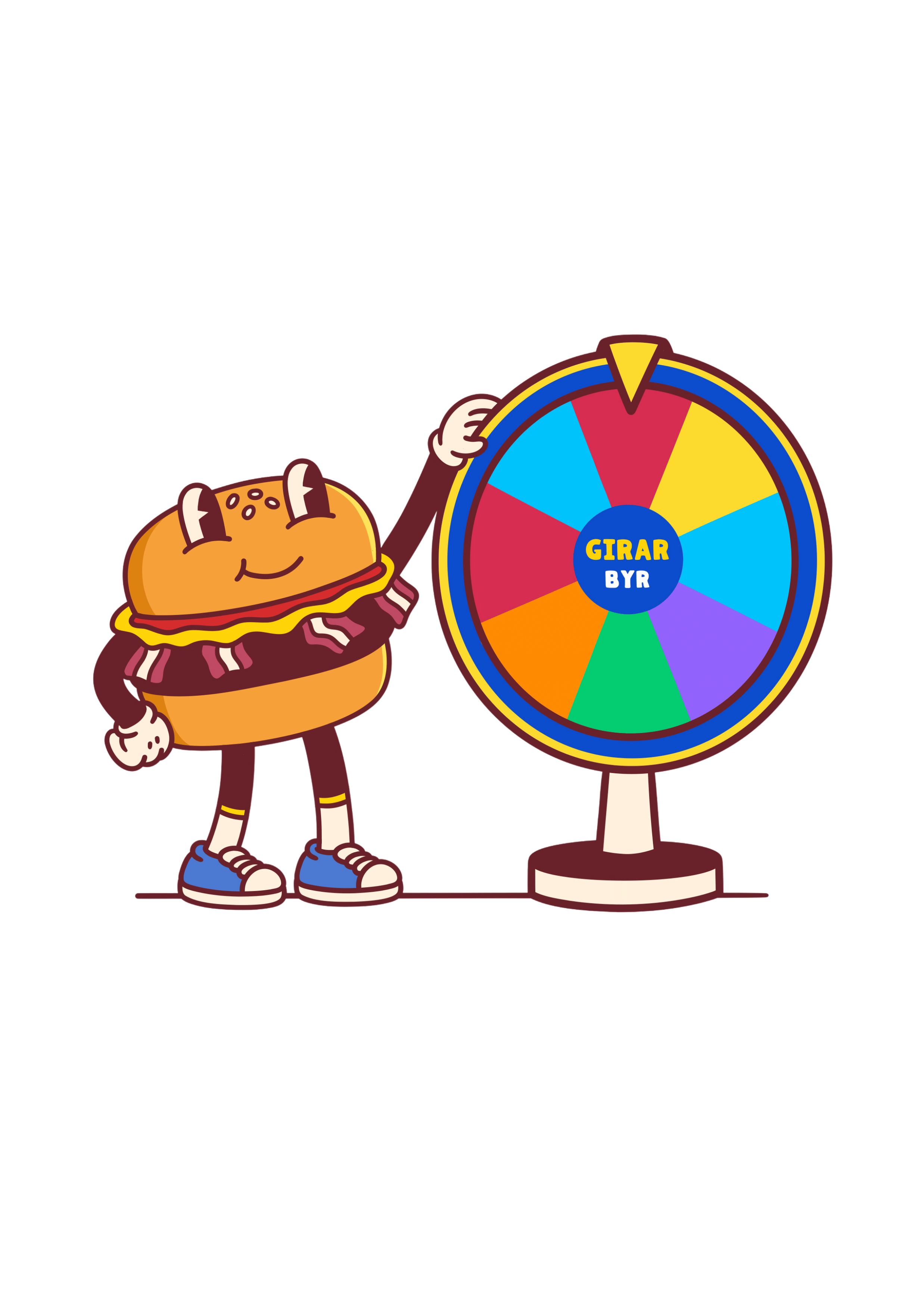 Mascota BYR Club girando la ruleta